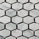 Mosaico Hexagonal Engraved Stone Bianco Carrara - MALLA