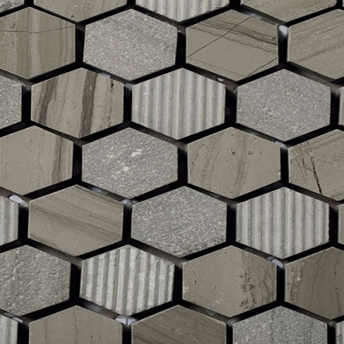 Mosaico Hexagonal Engraved Stone Wooden Moca - MALLA