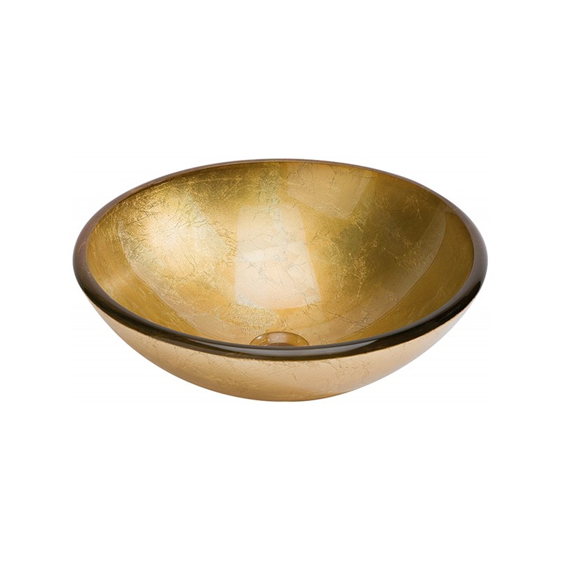 Lavabo de Cristal Redondo Pan de Oro Dune