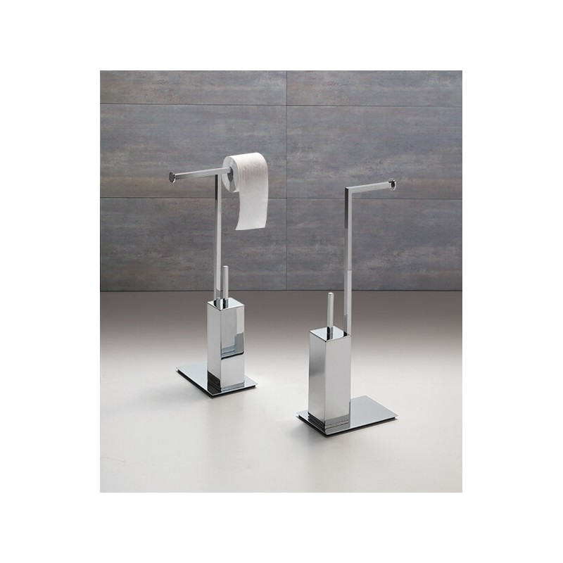 Escobillero cuadrado de pie con portarrollos Regia Domovari serie Mondrian