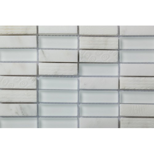 Mosaico Rectangular Blend 3 Engraved Carrara & Glass - MALLA