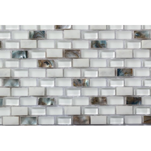 Mosaico Rectangular Carrara & SuperWhite & Mop Abalon