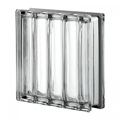 Bloque de vidrio Dórico Líneas Paralelas Metalizado 30x30x10cm