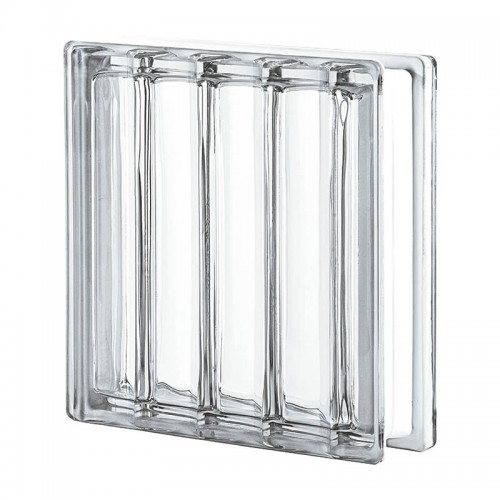 Bloque de vidrio Dórico Líneas Paralelas Transparente 19x19x8cm