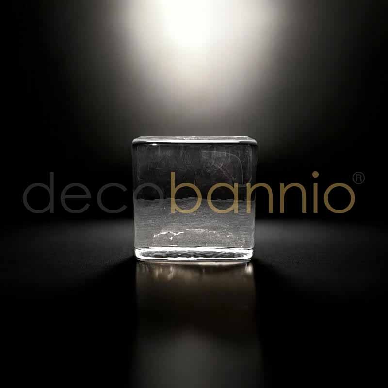 Ladrillo de vidrio cuadrado curvo Liso transparente neutro 10x10x5cm Design