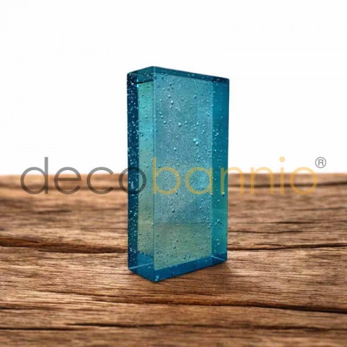 Ladrillo de vidrio rectangular recto Bolla azzurro 20x10x5cm Design