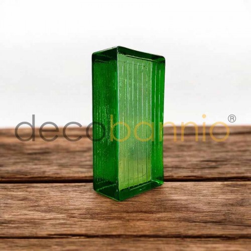 Ladrillo de vidrio rectangular curvo Line smeraldo 20x10x5cm Design