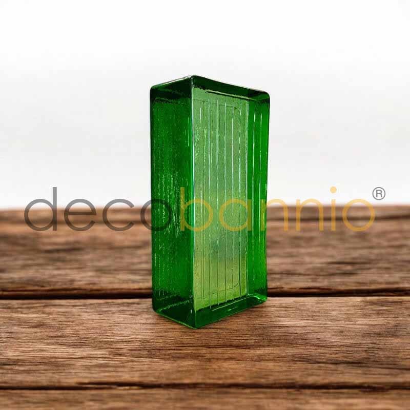 Ladrillo de vidrio rectangular curvo Line smeraldo 20x10x5cm Design