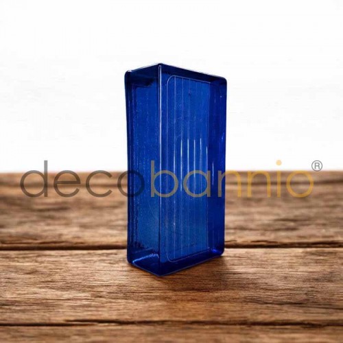 Ladrillo de vidrio rectangular curvo Line blu scuro 20x10x5cm Design