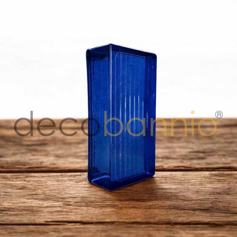 Ladrillo de vidrio rectangular curvo Line blu scuro 20x10x5cm Design