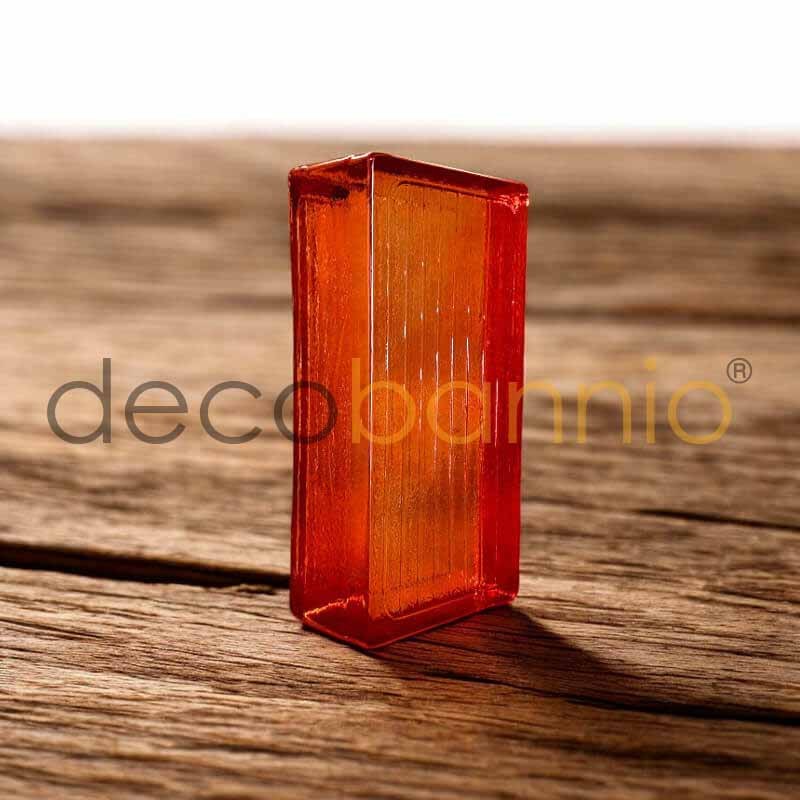 Ladrillo de vidrio rectangular curvo Line ambra 20x10x5cm Design