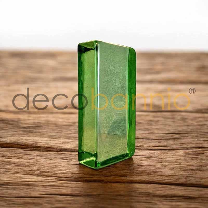 Ladrillo de vidrio rectangular curvo Liso smeraldo 20x10x5cm Design
