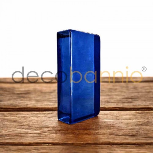 Ladrillo de vidrio rectangular curvo Liso blu scuro 20x10x5cm Design
