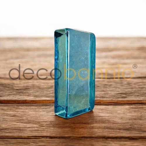 Ladrillo de vidrio rectangular curvo Liso azzurro 20x10x5cm Design