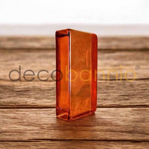 Ladrillo de vidrio rectangular curvo Liso ambra 20x10x5cm Design