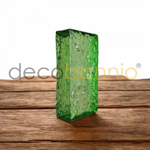 Ladrillo de vidrio rectangular curvo Onda frontal smeraldo 20x10x5cm Design