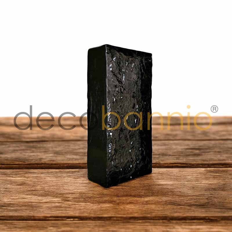 Ladrillo de vidrio rectangular curvo Onda frontal nero 20x10x5cm Design