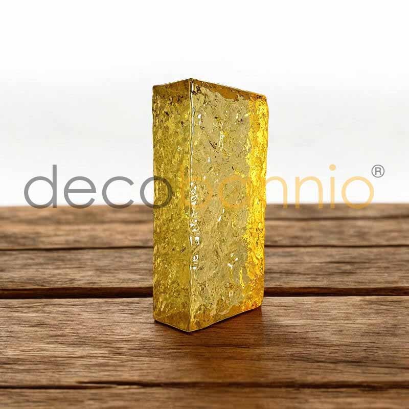 Ladrillo de vidrio rectangular curvo Onda frontal giallo 20x10x5cm Design