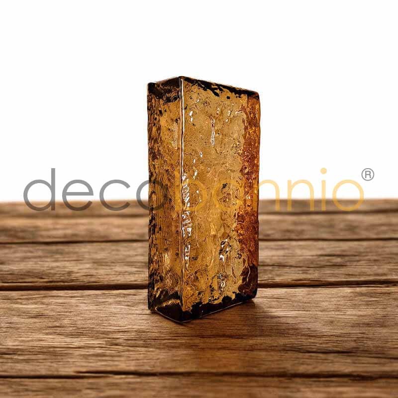 Ladrillo de vidrio rectangular curvo Onda frontal caramella 20x10x5cm Design
