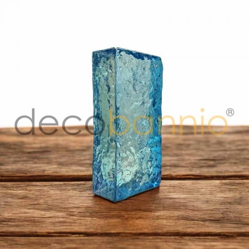 Ladrillo de vidrio rectangular curvo Onda frontal azzurro 20x10x5cm Design