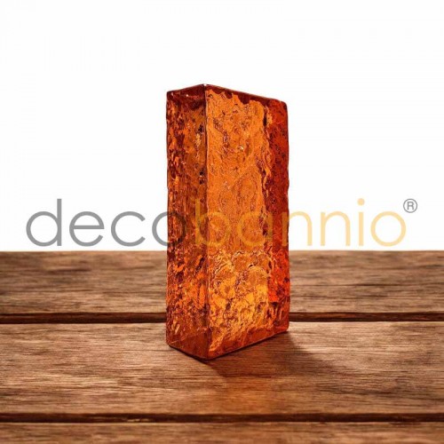 Ladrillo de vidrio rectangular curvo Onda frontal ambra 20x10x5cm Design