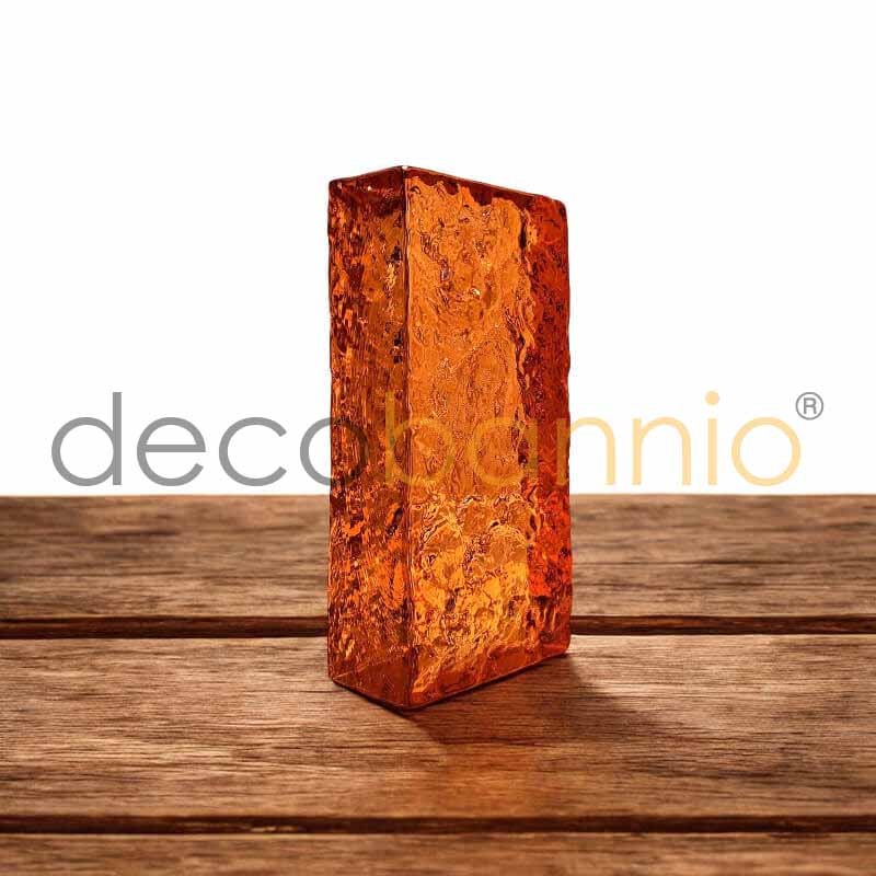 Ladrillo de vidrio rectangular curvo Onda frontal ambra 20x10x5cm Design