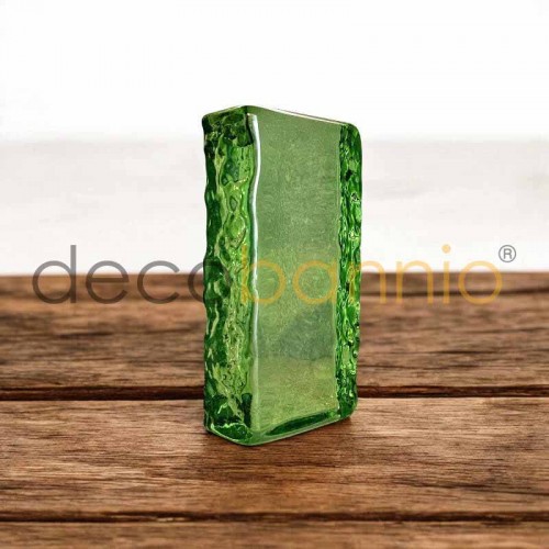 Ladrillo de vidrio rectangular curvo Onda lateral smeraldo 20x10x5cm Design