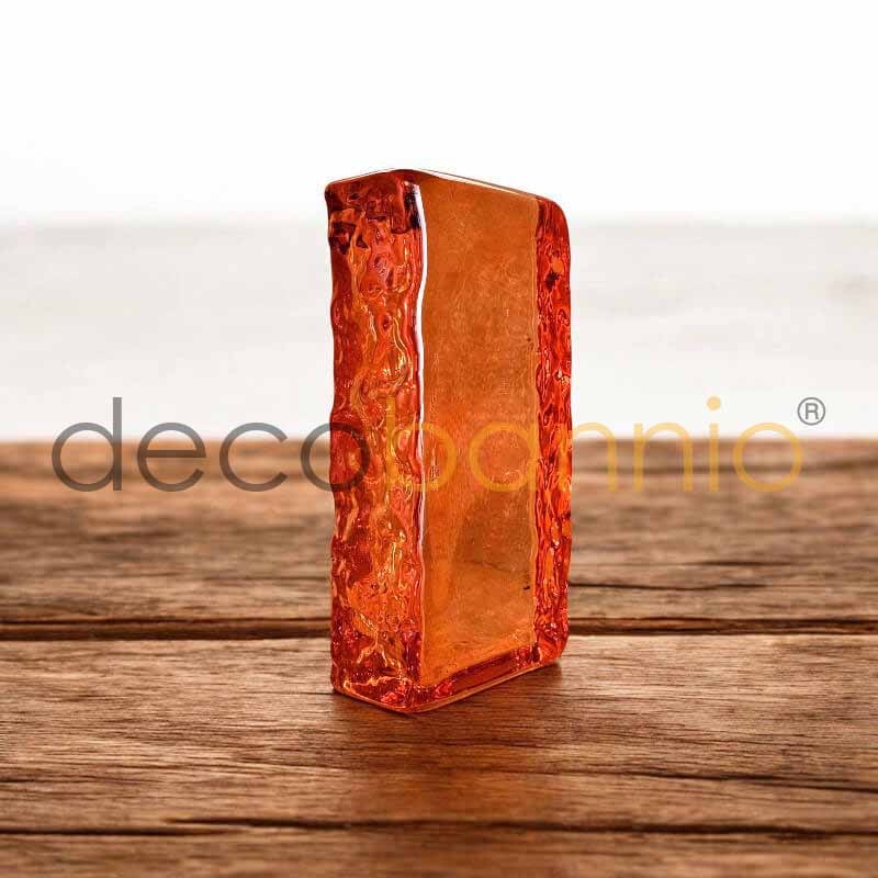 Ladrillo de vidrio rectangular curvo Onda lateral ambra 20x10x5cm Design