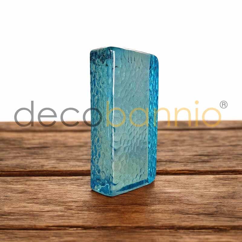 Ladrillo de vidrio rectangular curvo Scala azzurro 20x10x5cm Design