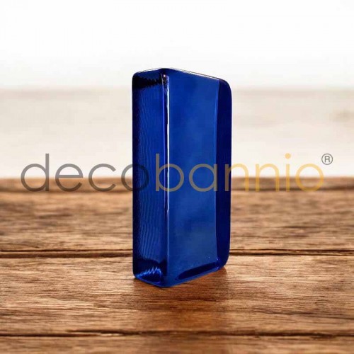 Ladrillo de vidrio rectangular curvo Stucco blu scuro 20x10x5cm Design