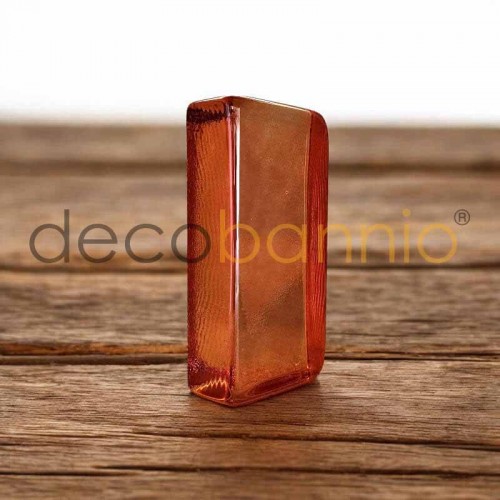 Ladrillo de vidrio rectangular curvo Stucco ambra 20x10x5cm Design