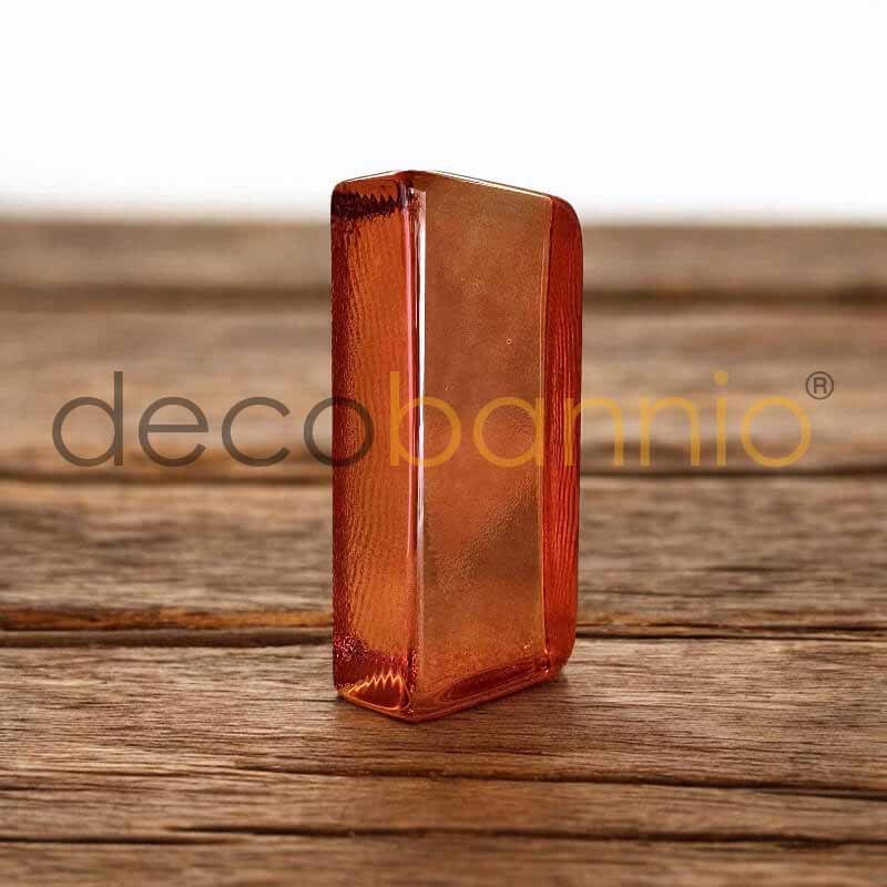 Ladrillo de vidrio rectangular curvo Stucco ambra 20x10x5cm Design
