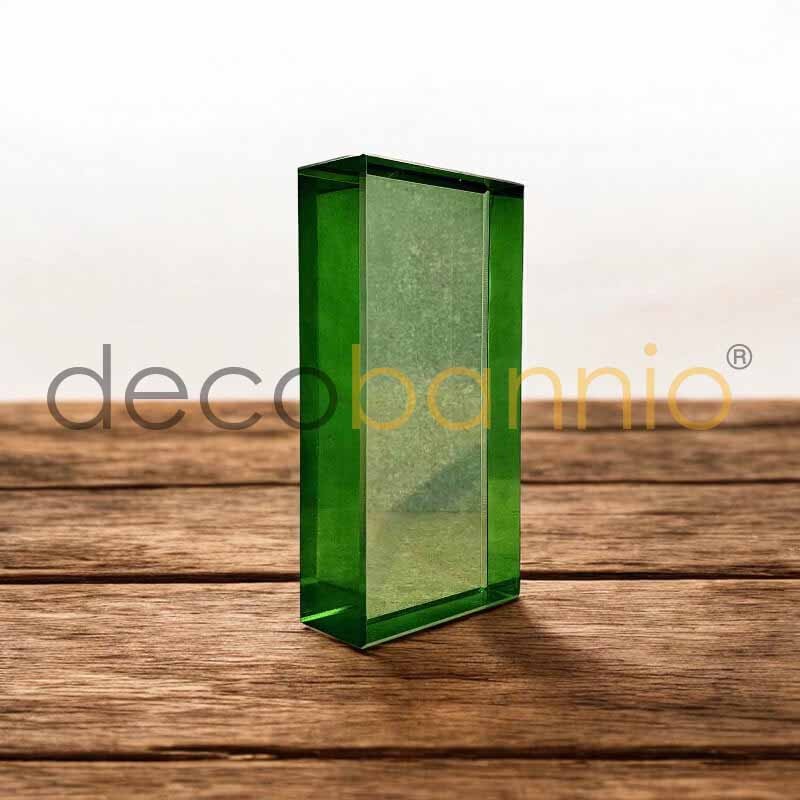 Ladrillo de vidrio rectangular recto Liso smeraldo 20x10x5cm Design